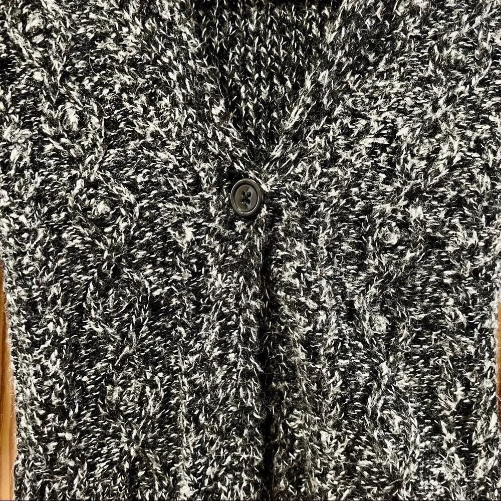 Gap Kids dark grey white shawl collar single button long sleeve cardigan sweater